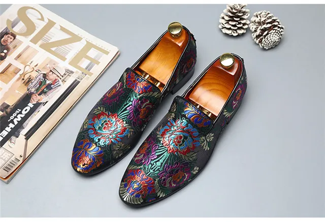 Multicolor Loafers Merkmak/Мужская обувь с вышивкой; классические замшевые лоферы; мужская обувь на плоской подошве; удобная повседневная модельная обувь; большие размеры 37-48 - Цвет: Multicolor Loafers