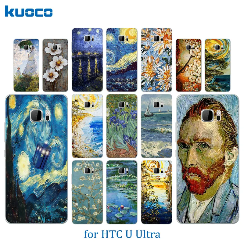 Для HTC U Ultra чехол 5 7 дюймов Высокое качество Ван Гог шаблон ТПУ прозрачный