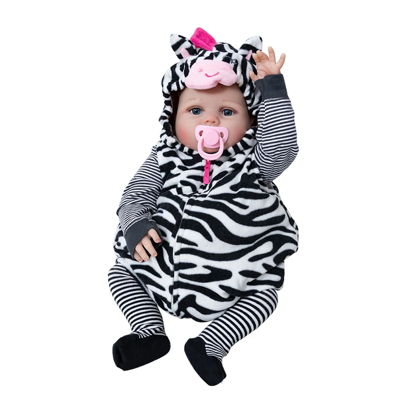 Small zebra Горячая Распродажа, кукла-Реборн, мягкая, силиконовая, набивная, Реалистичная, Детская кукла, детская игрушка, кукла для детей, на день рождения, рождественские подарки - Цвет: Small zebra