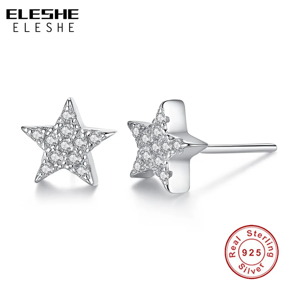 Женские серьги гвоздики ELESHE из стерлингового серебра 925 пробы с австрийскими