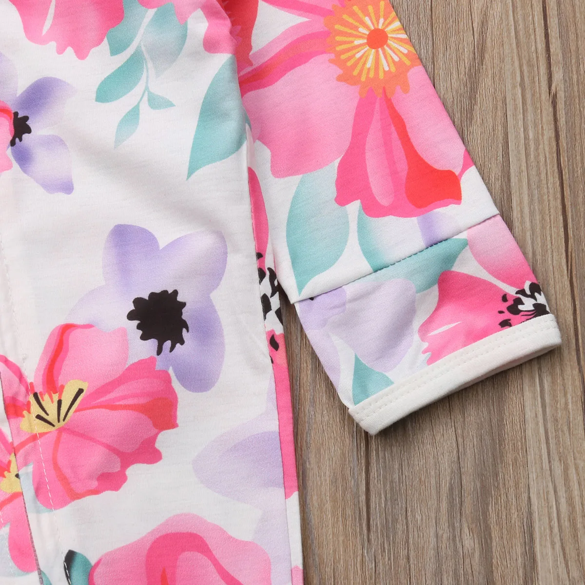 Детский комбинезон на молнии Pudcoco хлопковый с цветочным принтом для