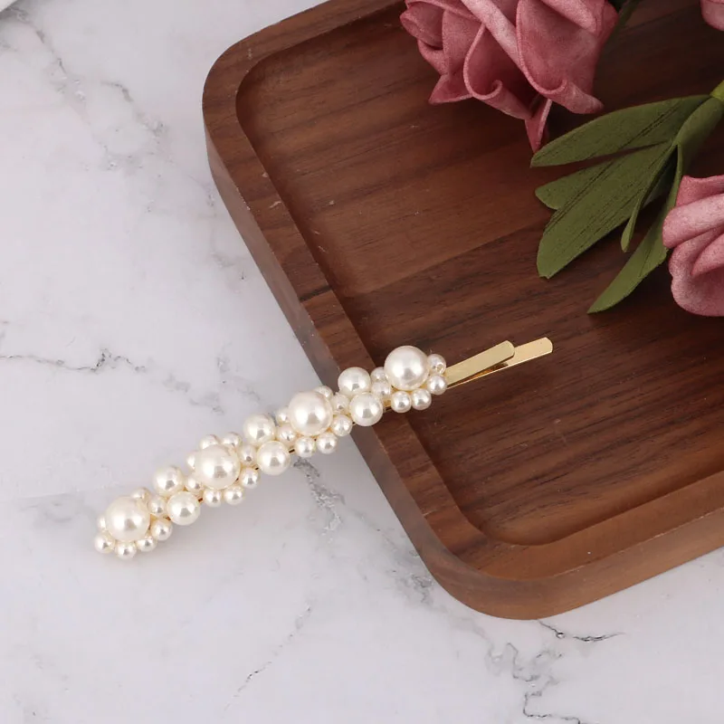 Женские заколки с имитацией жемчуга LEADERBEADS золотистые минималистичные для волос