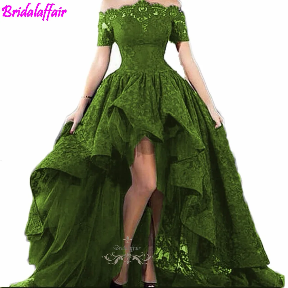 Свадебное платье Pizzo Nero Senza Spalline Al Largo Della Spalla Maniche Corte Alto Basso, платья для выпускного вечера Abiti Da Sera Vestido