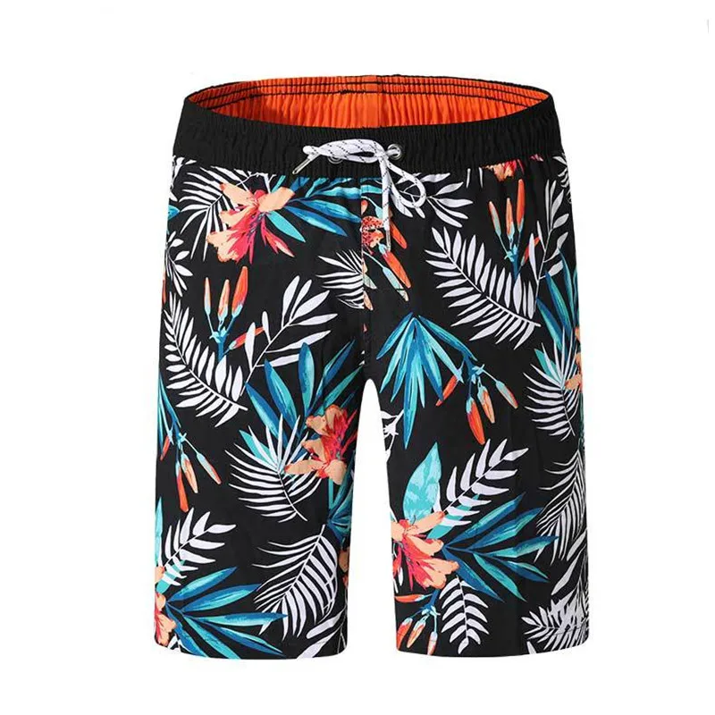 Shorts-Black Летний пляжный комплект, мужской спортивный костюм с короткими рукавами и принтом листьев, повседневные Гавайские рубашки из двух предметов+ шорты для серфинга, Beacn одежда - Цвет: Shorts-Black