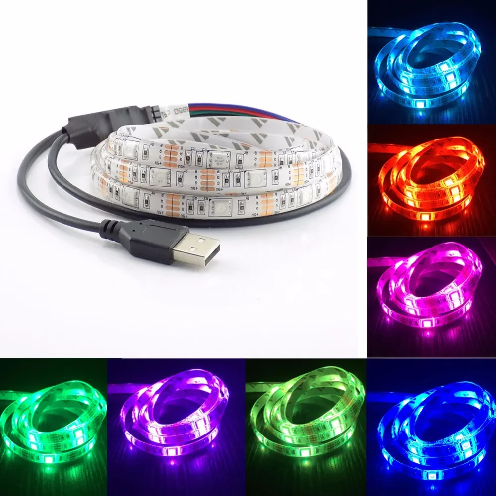 RGB Светодиодная лента USB Водонепроницаемая 5 в SMD 5050 светодиодная Usb Лента Rgb полоса