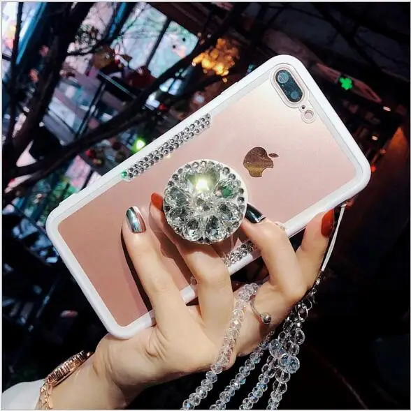 Модный Роскошный чехол со стразами для телефона iPhone 6 7 8 plus кронштейн прозрачный