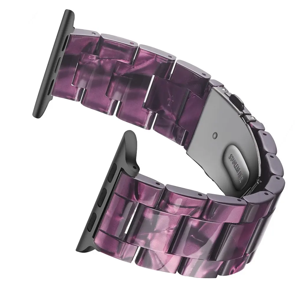 Ремешок для часов из смолы для Apple Watch, 38 мм, 42 мм, 40 мм, 44 мм, ремешок с пряжкой из нержавеющей стали, браслет для iWatch, серия 5, 4, 3, 2, 1