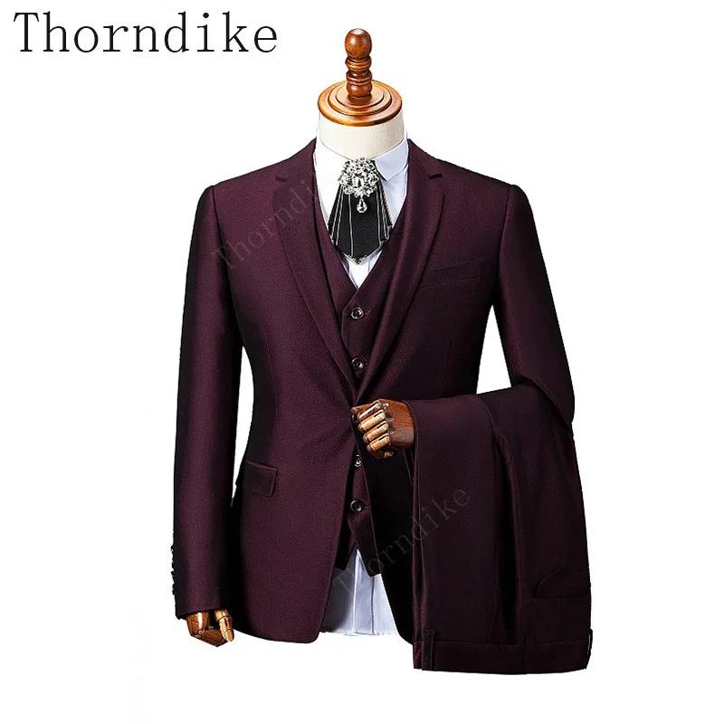 Thorndike 2018 мужские костюмы бордового цвета с отворотами на одной пуговице