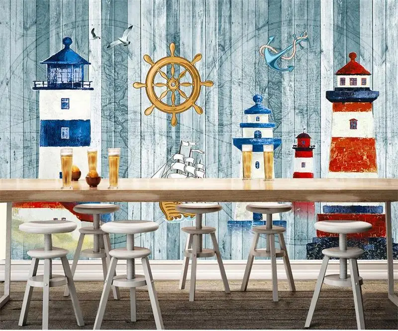 Пользовательские 3d фото обои детская комната росписи мультфильм Маяк море