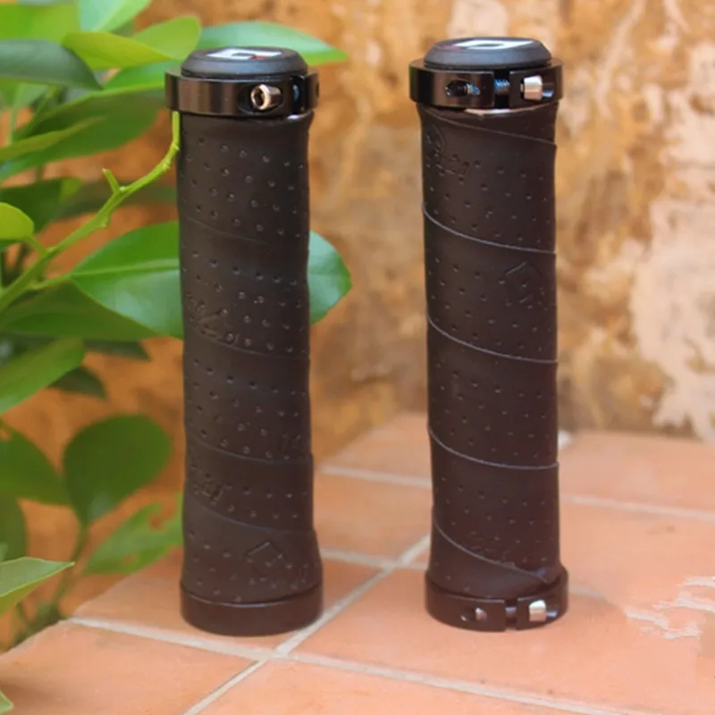 Black ODI MTB велосипедный руль ручки кожа+ PU Анти-занос, удар-поглощающий горный велосипед руль ручка - Цвет: Black