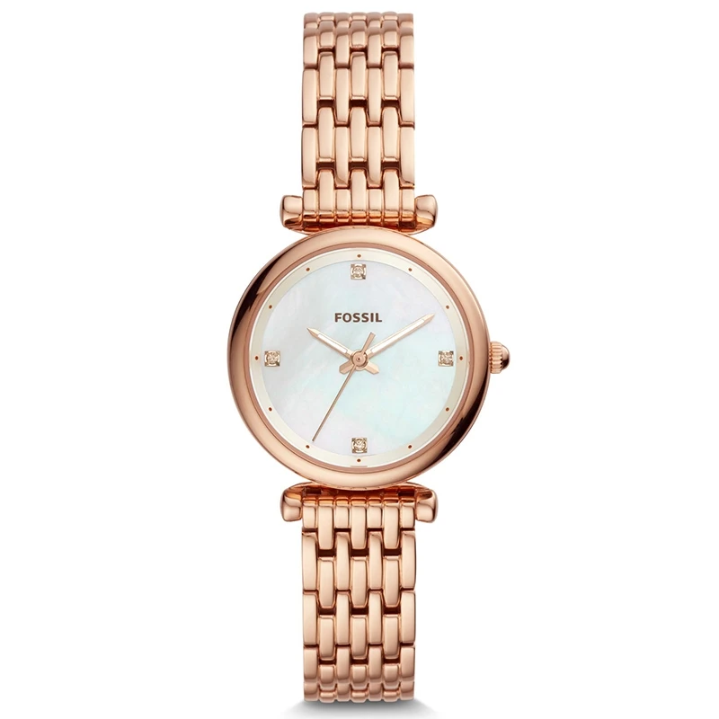 FOSSIL женские часы Carlie Mini с тремя ручками, розовое золото, часы из нержавеющей стали, Роскошные наручные часы для женщин ES4429P - Цвет: ES4429P