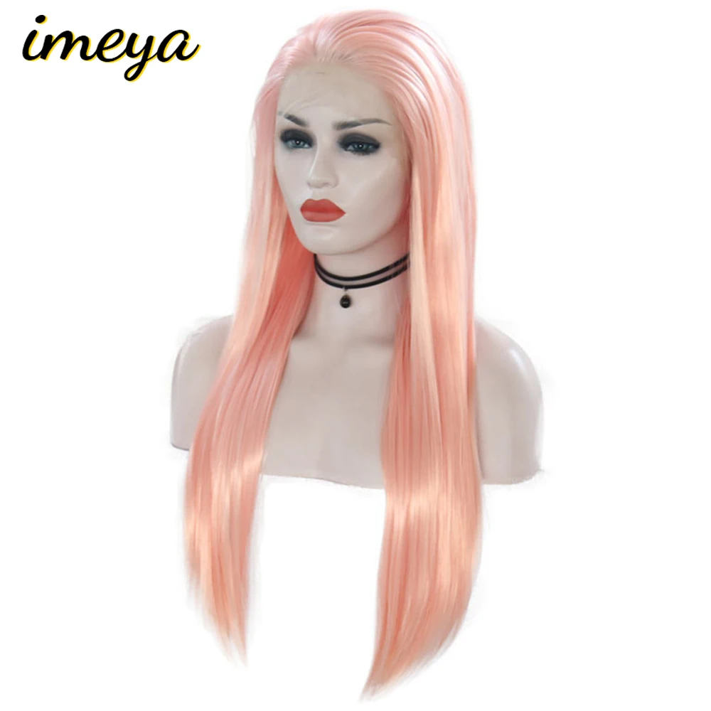Fanxiton длинные прически Silky Straight светильник розовый Парики высокого Температура