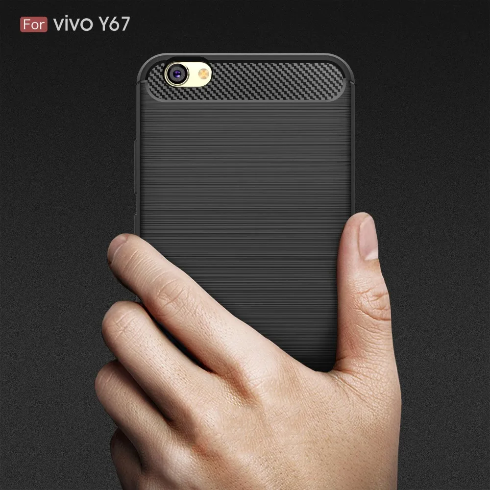 VIVO V5 случае углеродного Волокно текстуры щеткой Мягкий силиконовый чехол для