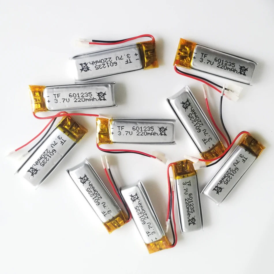 10 шт. 3,7 в 220 мАч 601235 LiPo литий-ионный полимерный аккумулятор для Mp3 MP4 MP5 gps psp vedio игровая часть bluetooth