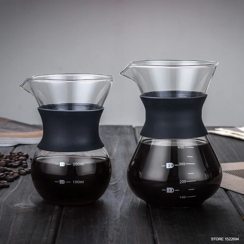 

Premium 200ML&400ML Home Coffee Pot with Filter Quality Cone Filter Coffeemaker Pour Over Coffee Maker with Reusable Drip Filter