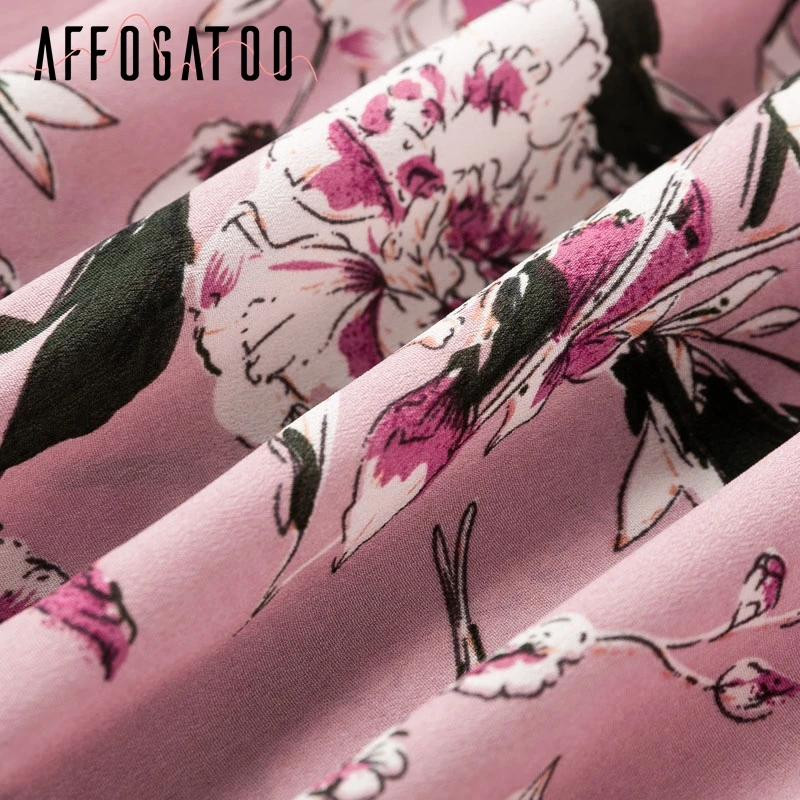 Afogatoo, элегантное, с оборками, с открытыми плечами, летнее, бохо платье, для женщин, высокая талия, smocking, цветочный принт, короткое платье, Пляжное, плиссированное, платья