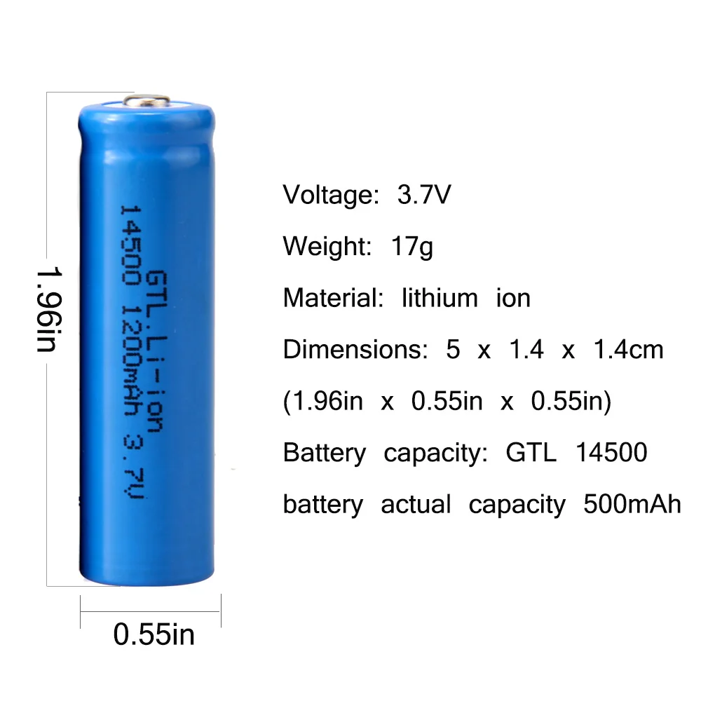 2 шт. 100% Новый оригинальный 14500 3 7 V 1200 mah литиевая аккумуляторная батарея большой