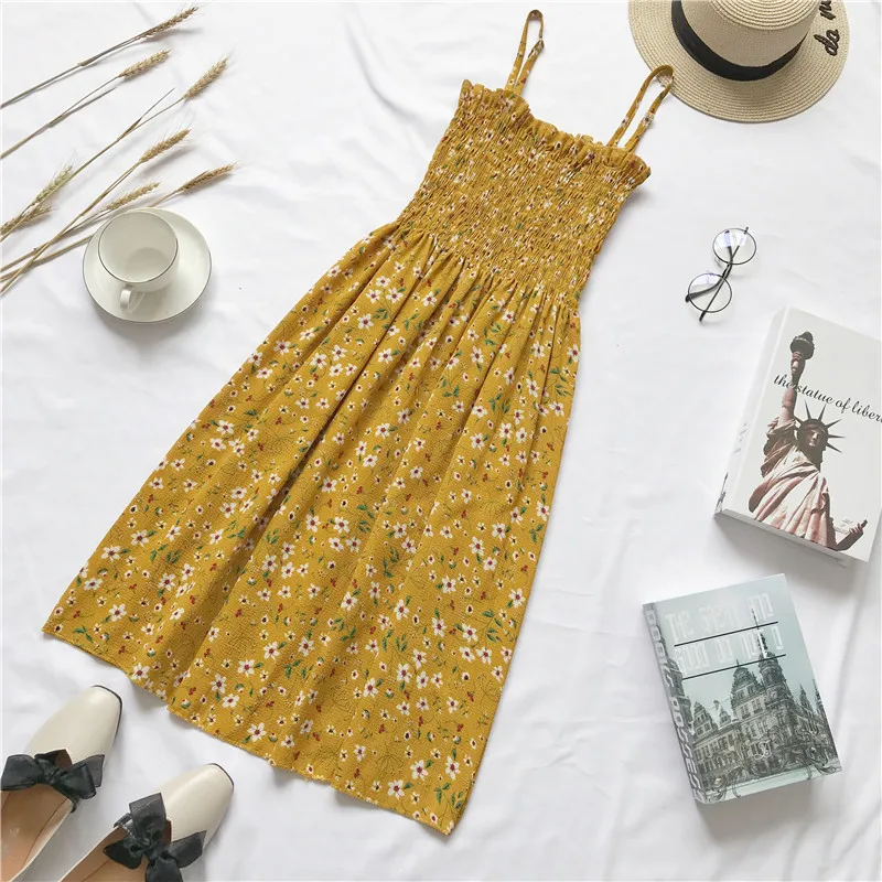 SKOONHEID Для женщин цветочный ремень платье Boho без рукавов цветок пляжный сарафан