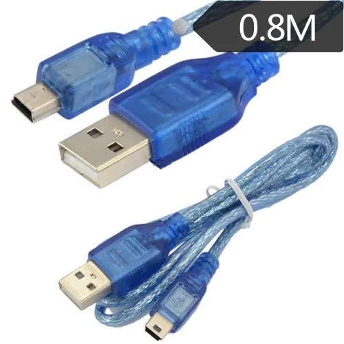 Прозрачный синий USB мужчина к MINI 5 P/T интерфейс/V3 порт MP4 MP5 Автомобильный Кабель 0 8
