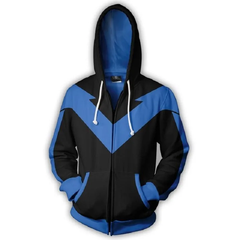 Nightwing толстовки Косплей DC Мстители костюм 3D Печатный свитер кардиган свитер косплей аниме с капюшоном свитер куртки