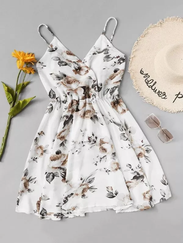 Женское платье с цветочным принтом летнее Плиссированное мини-платье без