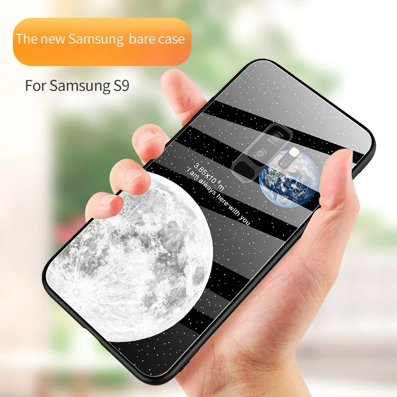 Роскошный стеклянный чехол для телефона с изображением земли и Луны samsung Galaxy S Note 8
