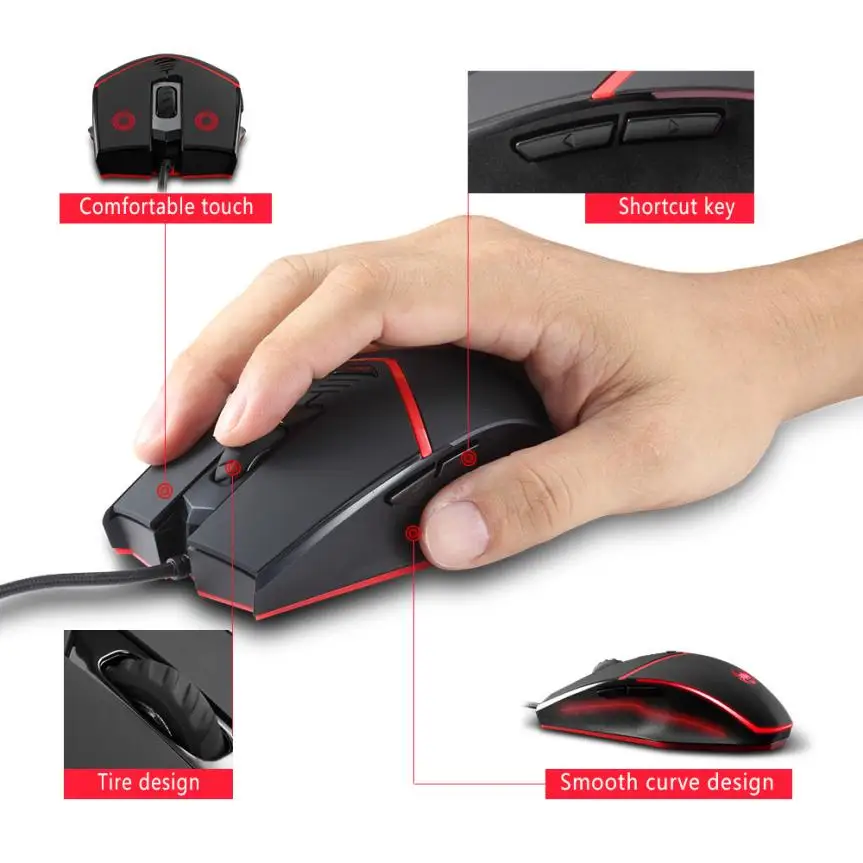ZELOTES мышь s C-13 Проводная игровая оптическая USB 3200 dpi светодиодный светильник компьютер 18May21 Прямая поставка F