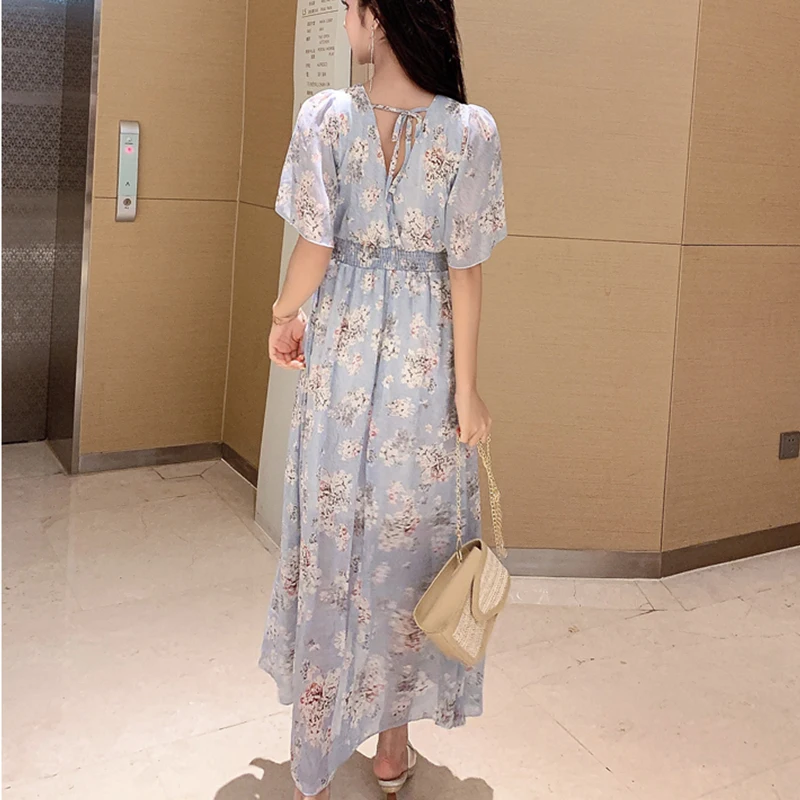 Шифоновые платья женские летние с коротким рукавом Boho платье для пляжного отдыха