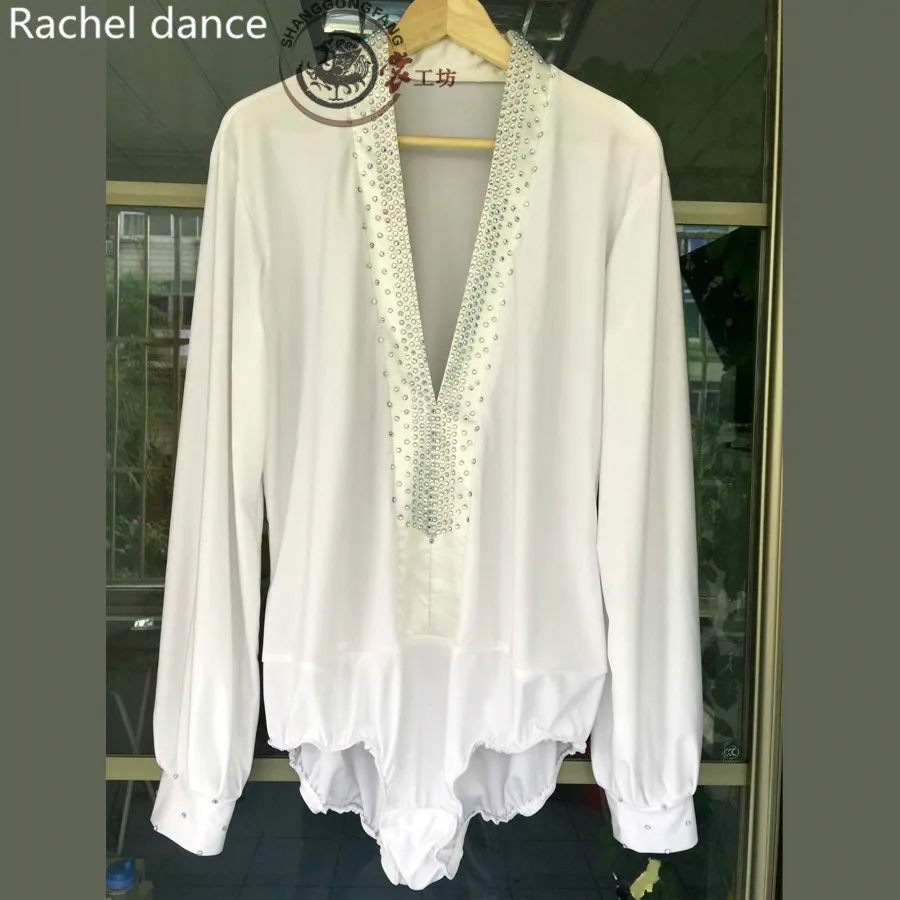 Мужское платье для латиноамериканских танцев белая футболка с длинными рукавами