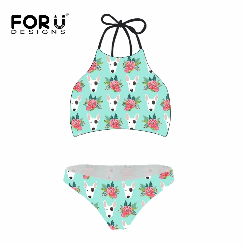 FORUDESGINS женский купальник бикини бульдог терьер с животным принтом высокой талией