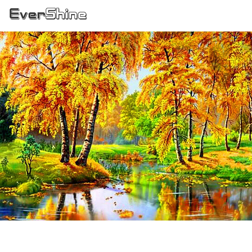 

Evershine DIY Алмазная вышивка полный квадратный пейзаж, картина, выложенная алмазами осенние фотографии Стразы Бриллиантовая мозаика пейзаж