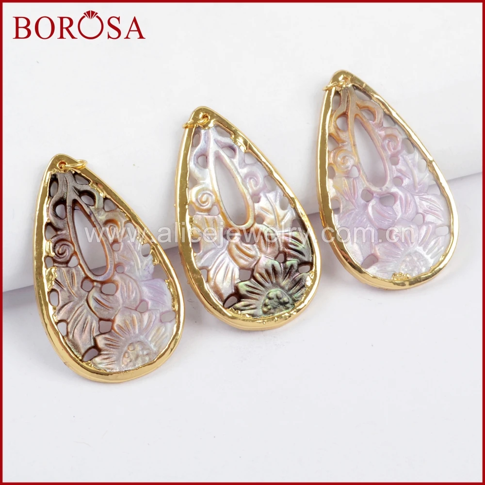 BOROSA 10 шт. оптовая продажа Радужный корпус резной Шарм слеза натуральный