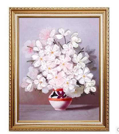 Натуральная картина вышитая лентами Вышивка крестом Набор для 3D вышивки