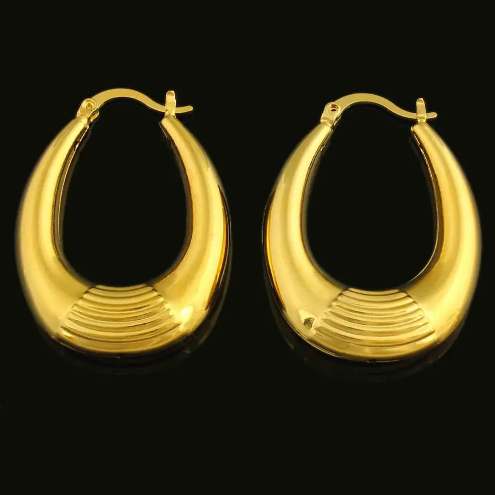 Luxury Gold Oval Earrings for Women/Glrls Color Africa/Arabic/Kenya/India/Middle East Hoop Earring Wedding Jewelry Gifts | Украшения и