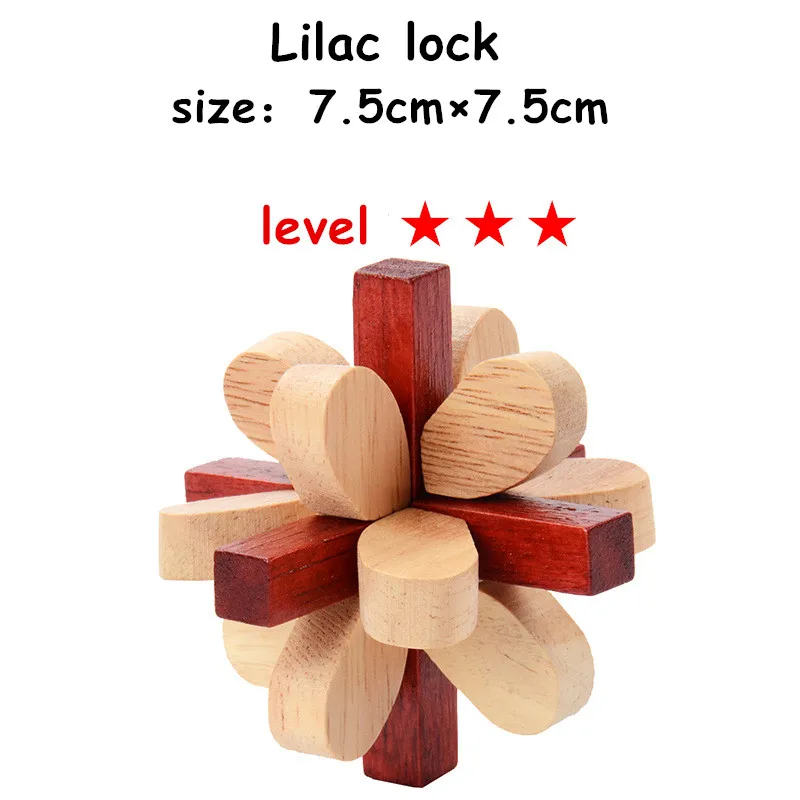 Lilac lock Китайская классическая 3D деревянная головоломка замок игрушки куб Модель игры набор дизайн Головоломка Развивающие игрушки для взрослых детей - Цвет: Lilac lock