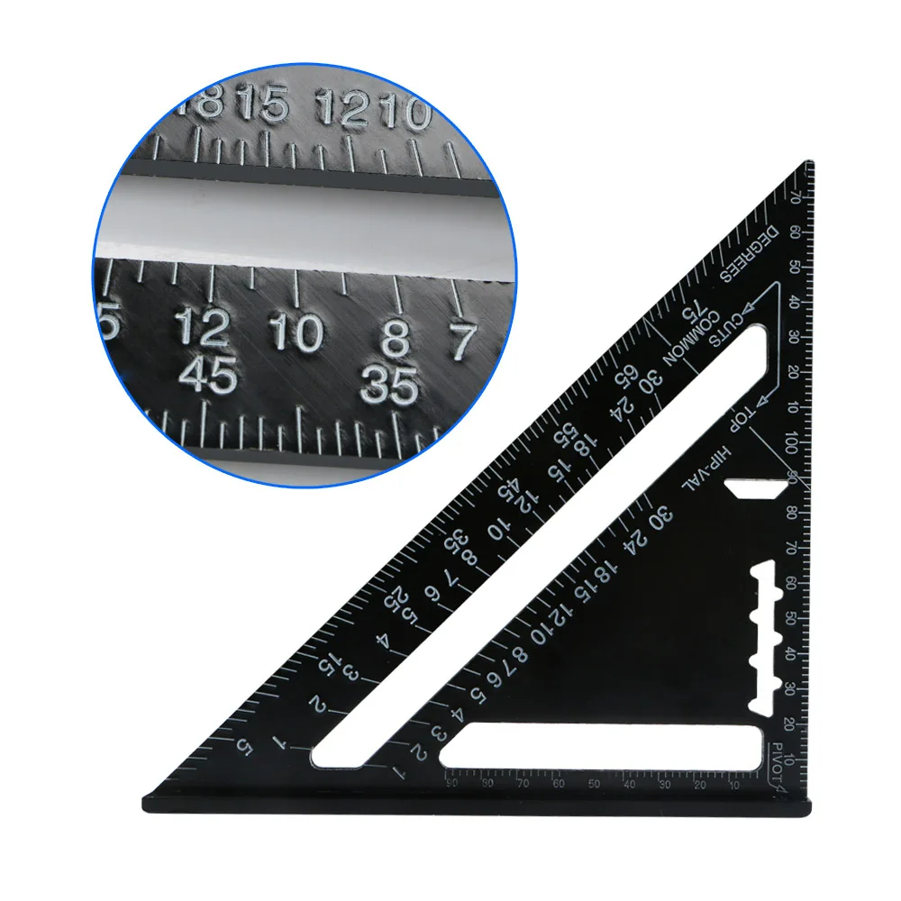 Triangular Measuring Ruler 7 Inch Metric Aluminum Alloy Speed Square Roofing Triangle Angle Protractor Trammel Tools | Инструменты