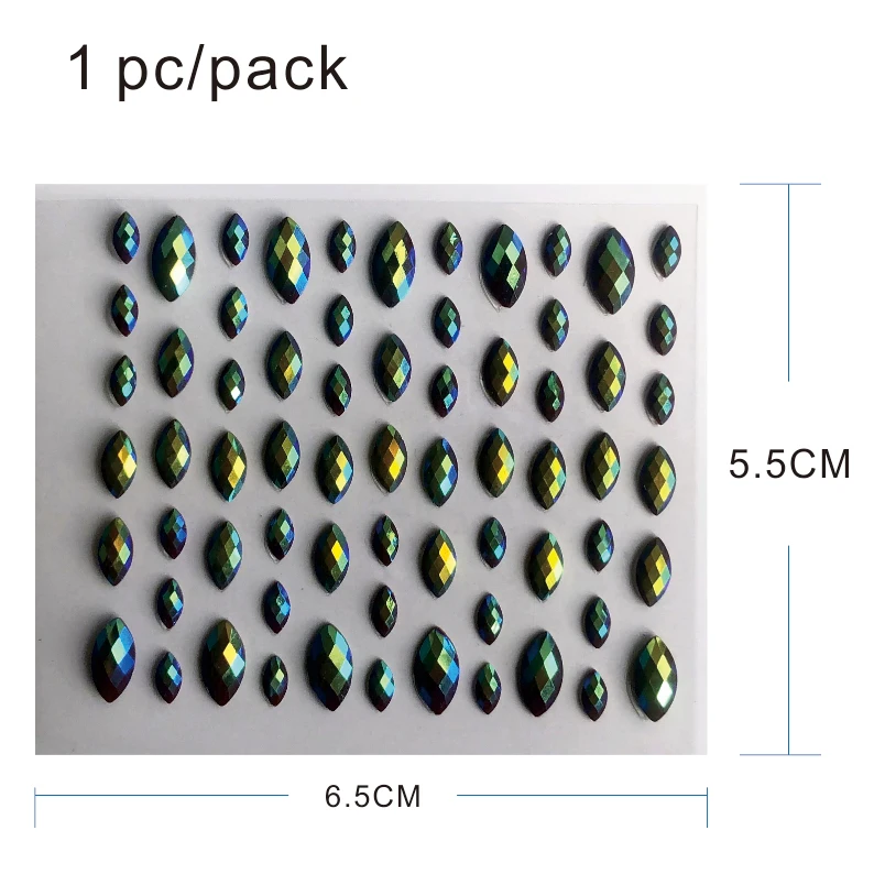 Зеленая сияющая Смола RG05 самодельная наклейка для лица и глаз с драгоценными