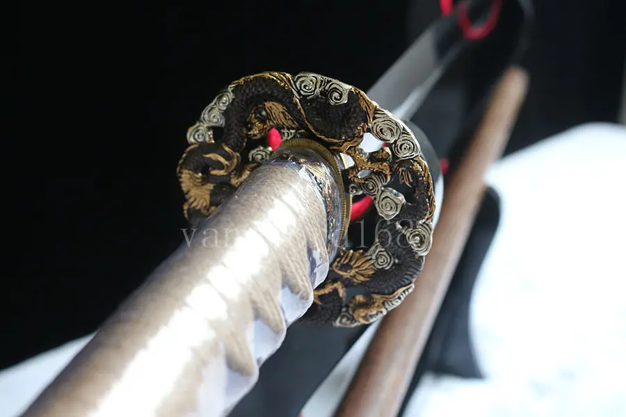 

Hand forged ebony wood t10 clay tempered japanese Katana samurai sword