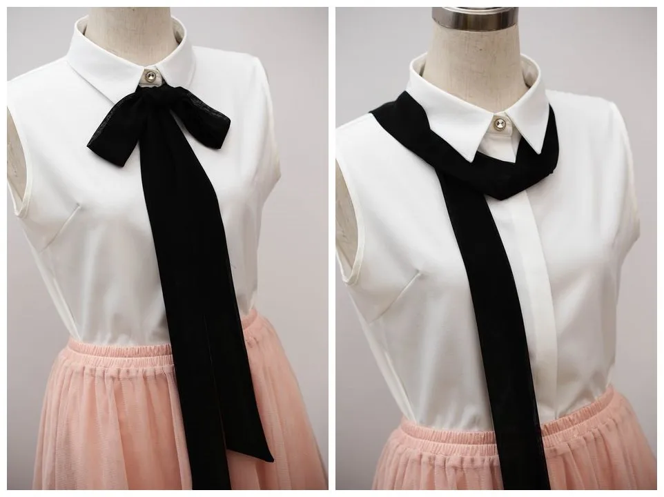 Длинный Повседневный жилет с бантом ожерелье воротник рубашки оптовая продажа