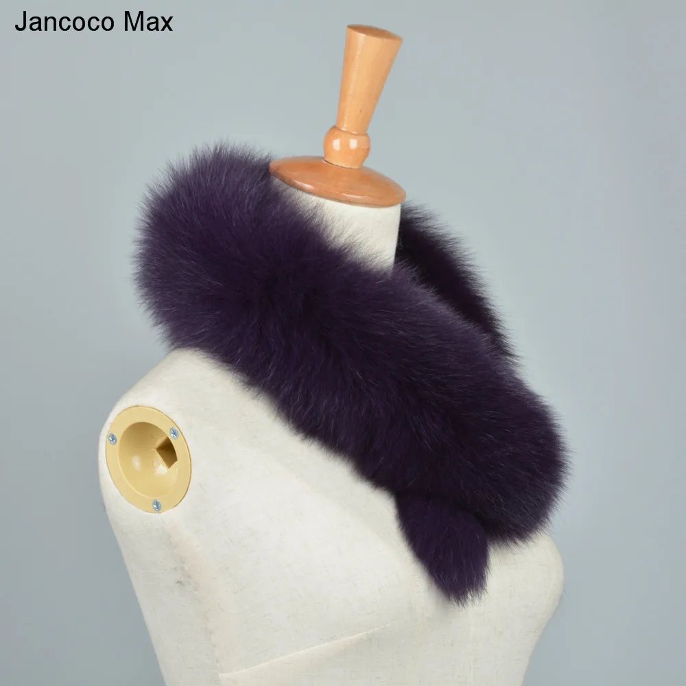 Jancoco Max стиль Для женщин из натурального меха лисы шарф женские шляпки теплая зима ошейники для собак Одежда высшего качества модное кашне S7204