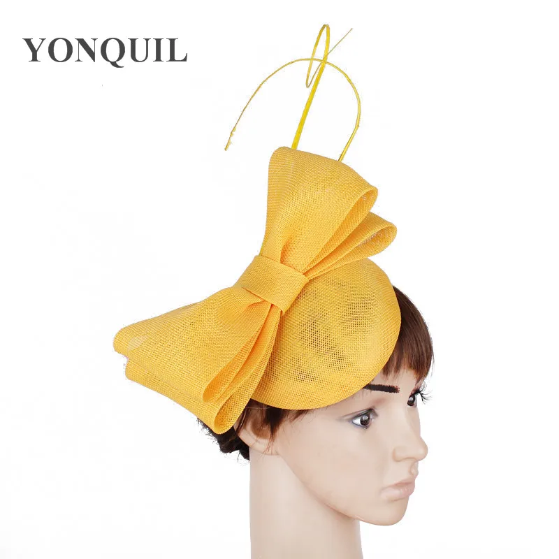 Vintage Dark Peach Fascinator With Ostrich Pole Imitation Sinamay Fascinators Wedding Hair Accessories Occasion Clips Hats |