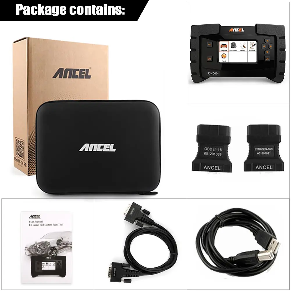 FX4000 Ancel FX4000 OBD2 сканер автомобильный диагностический инструмент полная система сканирования ABS SRS сброс масла код читатели ODB2 диагностический сканер автомобильный - Цвет: FX4000