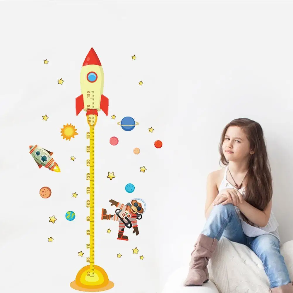 1 шт. DIY космическая планета обезьяна ракета наклейка измерение высоты настенный