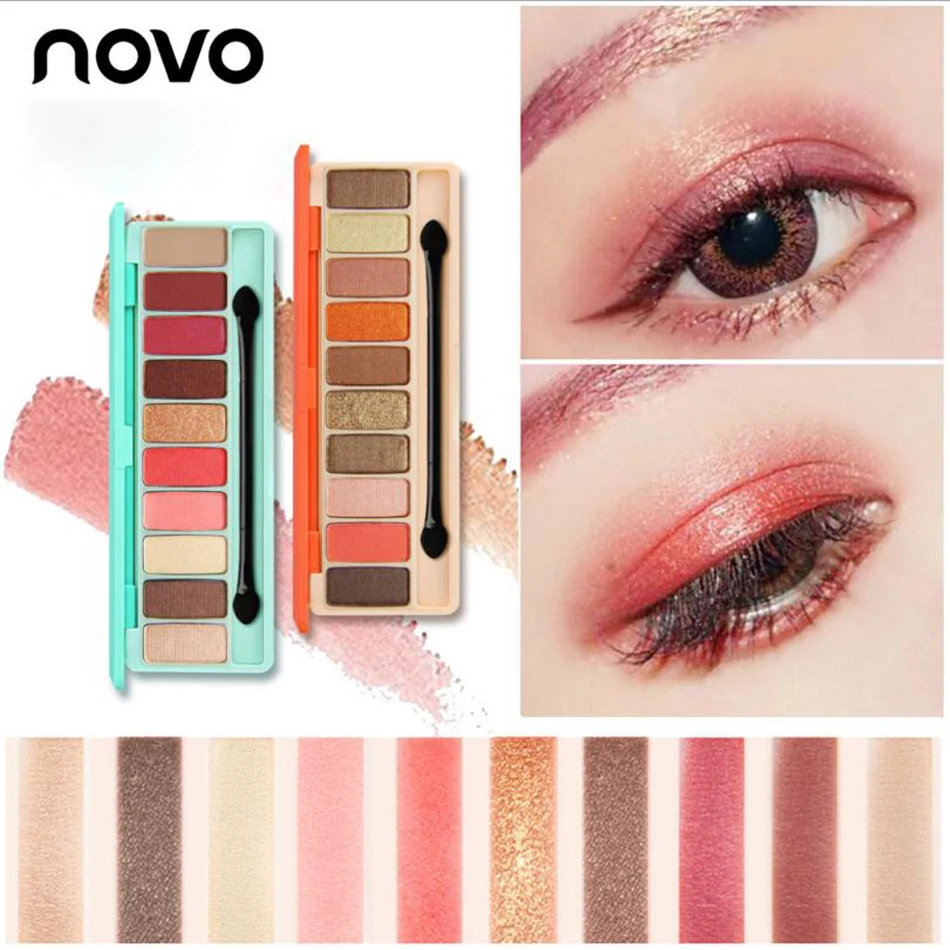 Novo, 10 цветов, запеченные, молочные, мерцающие, матовые тени для век, металлик, земля, палитра теней для век, косметика, макияж, телесный, Maquiagem