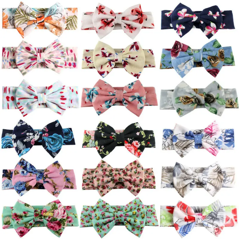 3Pcs New Baby Soft Bow Headband Turban Top Knot Newborn Girl Accessories Sweet Gifts Flower Stretch Princess | Детская одежда и