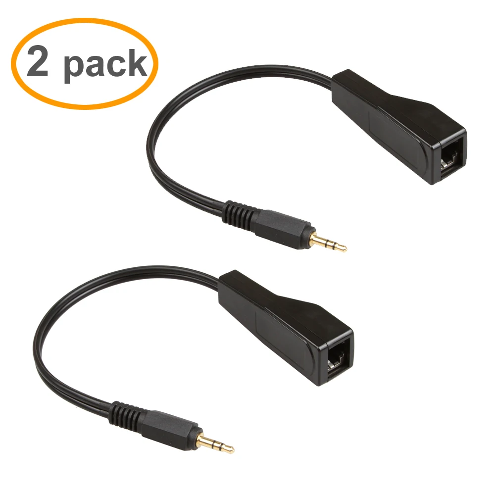

Relper-Lineso 100M 3.5mm Extension Cable 2pcs Audio To RJ45 Female Audio Balun Extender Over Cat5/6 Up to 300ft
