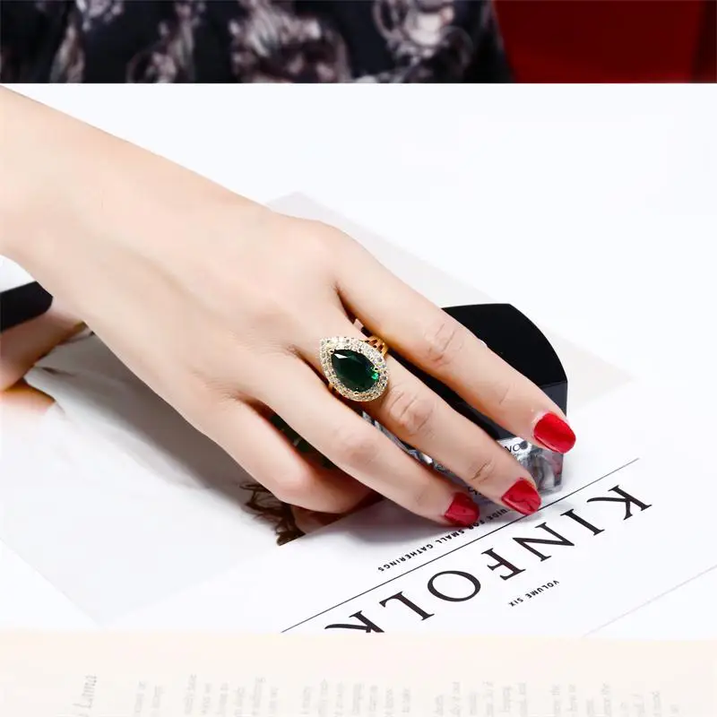 New Arrival Women Green Stone Ring Setting with Cubic Zirconia Lead free Nice Cute ring Free Shipping anillo bague anel|wedding rings|cute ringsring