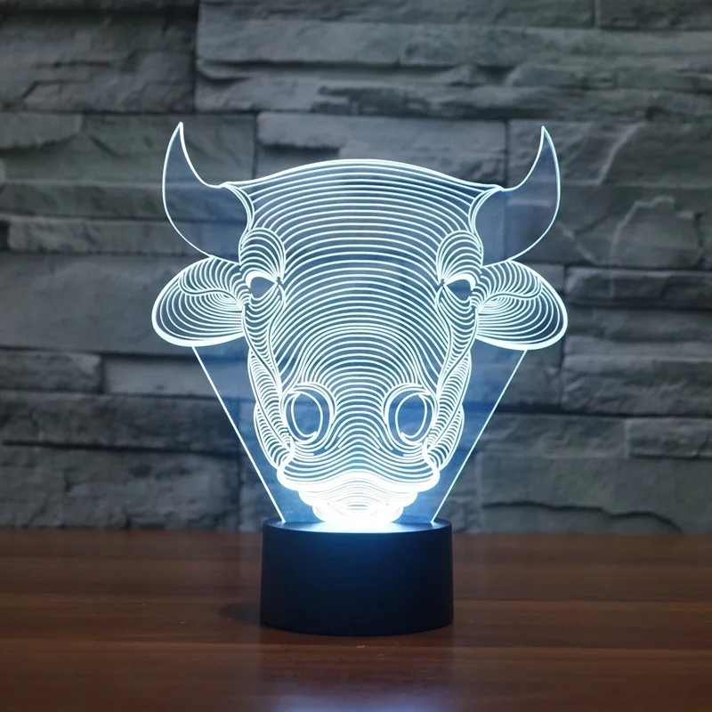 Новое поступление 7 цветов Изменение 3D настольная лампа волк животное спальня