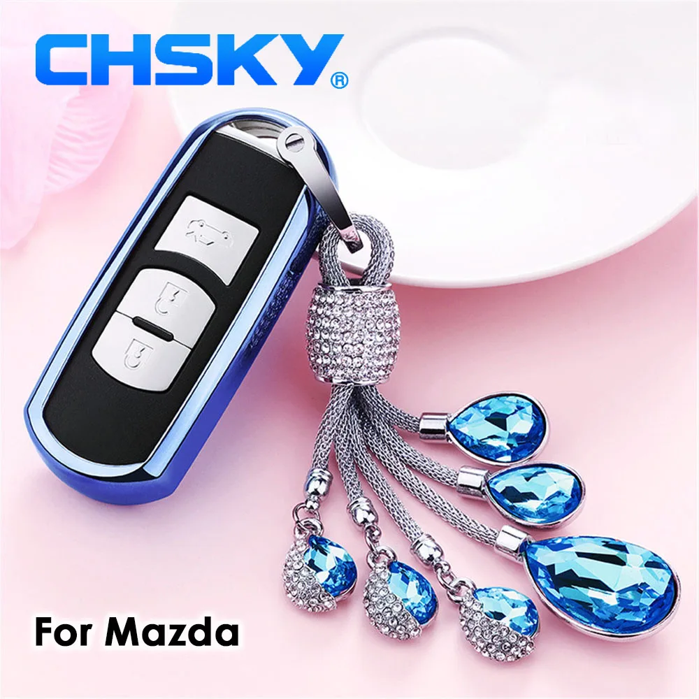 Чехол для автомобильного ключа CHSKY прозрачный чехол из ТПУ с цепочкой Mazda 6 Atenza CX 5