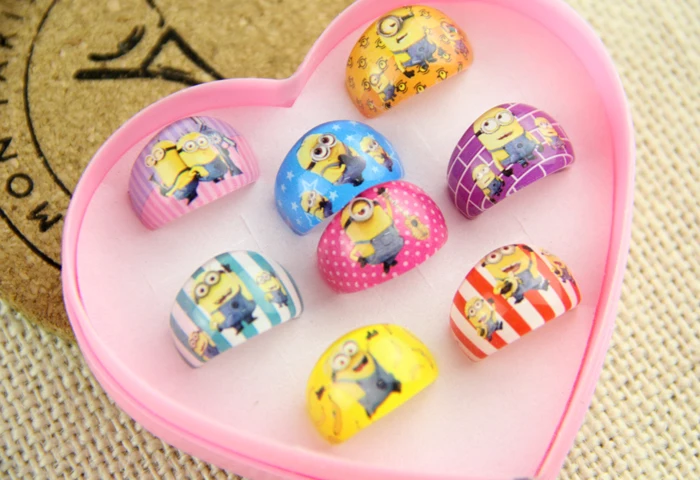 8 шт. милые детские акриловые кольца круглой формы с изображением маленьких